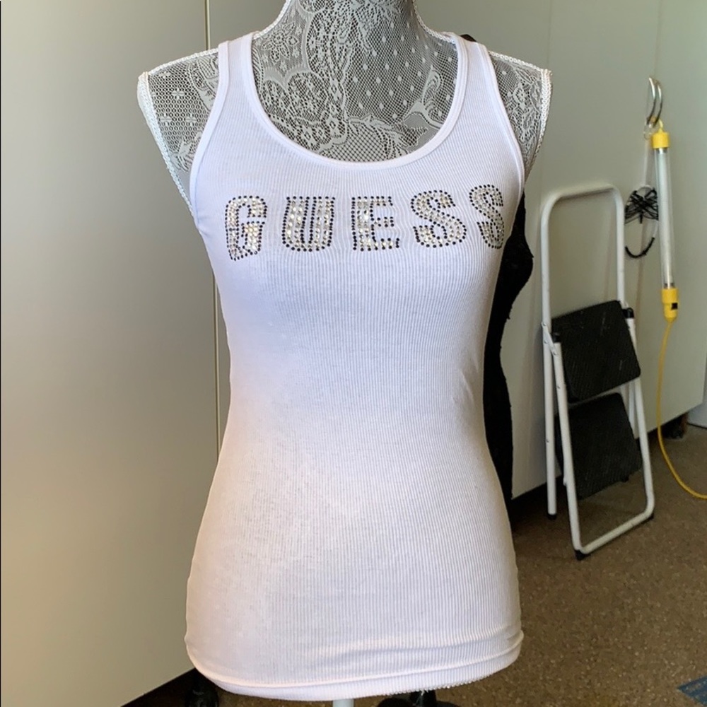 guess studded tank top size medium white